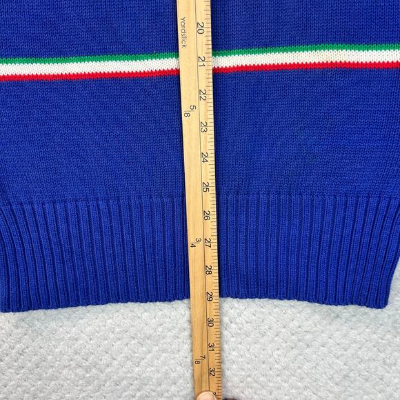 Vintage Boston Traders Mens Knit Sweater Striped Crew Neck Tight Knit Med Navy - Picture 5 of 12